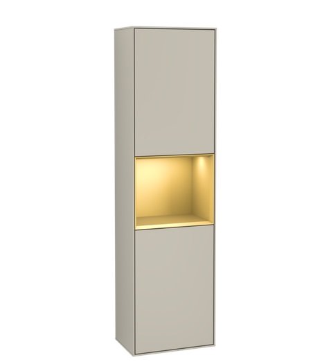 Пенал Villeroy & Boch Finion 41,8x151,6х27 см петли справа с подсветкой МДФ песок матовый лак/золотой матовый лак G470HFHH