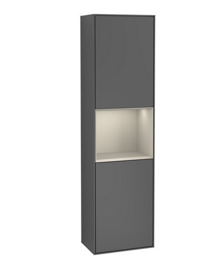 Пенал Villeroy & Boch Finion 41,8x151,6х27 см петлі з підсвічуванням МДФ антрацит матовий лак/пісок матовий лак G470HHGK