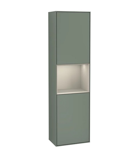 Пенал Villeroy & Boch Finion 41,8x151,6х27 см петли справа с подсветкой МДФ оливковый матовый лак/песок матовый лак G470HHGM