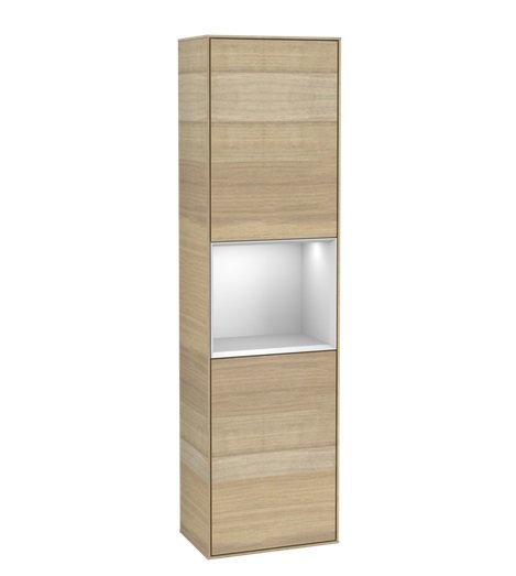 Пенал Villeroy & Boch Finion 41,8x151,6х27 см петли справа с подсветкой ДСП шпон дуба/белый матовый лак G470MTPC