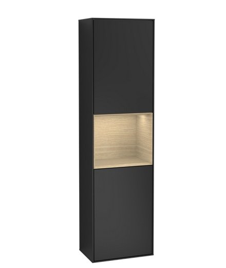 Пенал Villeroy & Boch Finion 41,8x151,6х27 см петлі праворуч із підсвічуванням МДФ чорний матовий лак/шпон дуба G470PCPD