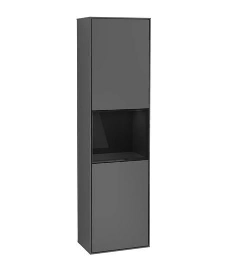 Пенал Villeroy & Boch Finion 41,8x151,6х27 см петли справа с подсветкой МДФ антрацит матовый лак/глянцевый черный лак G470PHGK