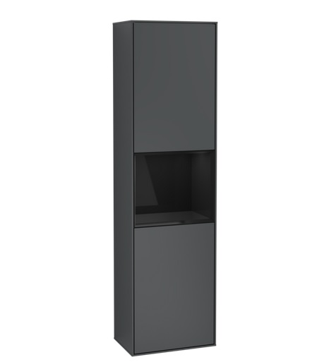 Пенал Villeroy & Boch Finion 41,8x151,6х27 см петли справа с подсветкой МДФ темно-синий матовый лак/глянцевый черный лак G470PHHG