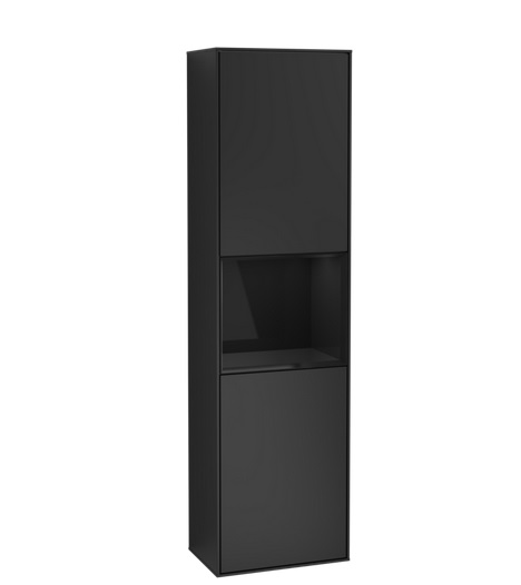 Пенал Villeroy & Boch Finion 41,8x151,6х27 см петлі праворуч із підсвічуванням МДФ чорний матовий лак/глянцевий чорний лак G470PHPD