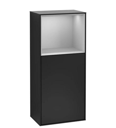 Шкафчик для ванной Villeroy & Boch Finion 41,8х93,6х27 см петли слева с подсветкой МДФ черный матовый лак/светло-серый матовый лак F500GJPD