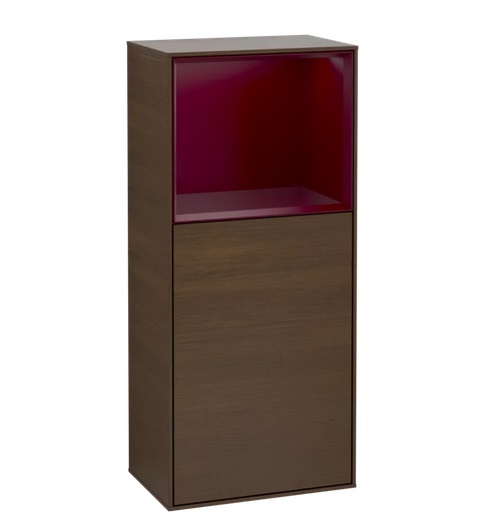 Шкафчик для ванной Villeroy & Boch Finion 41,8х93,6х27 см петли слева с подсветкой ДСП шпон грецкого ореха/пион матовый лак F500HBGN