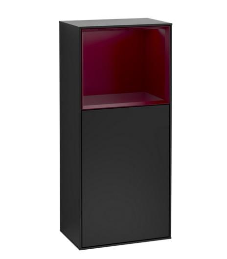 Шкафчик для ванной Villeroy & Boch Finion 41,8х93,6х27 см петли слева с подсветкой МДФ черный матовый лак/пион матовый лак F500HBPD