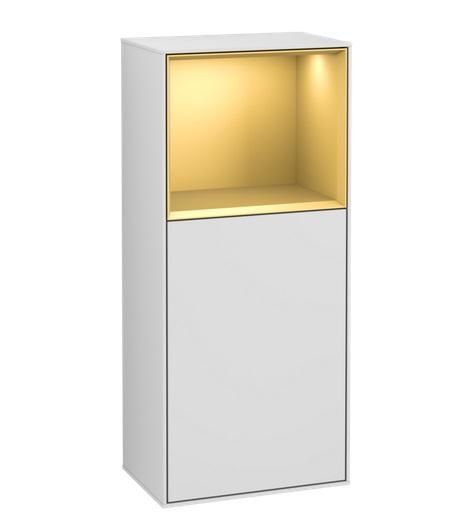 Шафка для ванної Villeroy & Boch Finion 41,8х93,6х27 см петлі зліва з підсвічуванням МДФ білий матовий лак/золотий матовий лак F500HFMT