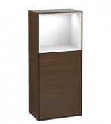 Шкафчик для ванной Villeroy & Boch Finion 41,8х93,6х27 см петли слева с подсветкой ДСП шпон грецкого ореха/глянцевый белый лак F500GFGN