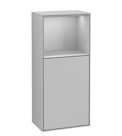 Шафка для ванної Villeroy & Boch Finion 41,8х93,6х27 см петлі зліва з підсвічуванням МДФ світло-сірий матовий лак F500GJGJ