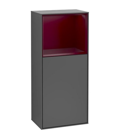 Шкафчик для ванной Villeroy & Boch Finion 41,8х93,6х27 см петли слева с подсветкой МДФ антрацит матовый лак/пион матовый лак F500HBGK