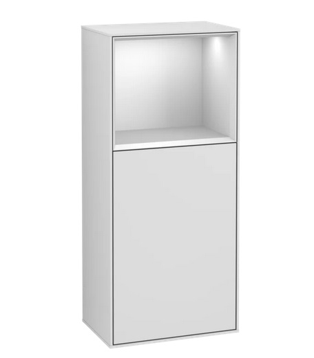 Шкафчик для ванной Villeroy & Boch Finion 41,8х93,6х27 см петли слева с подсветкой МДФ белый матовый лак F500MTMT