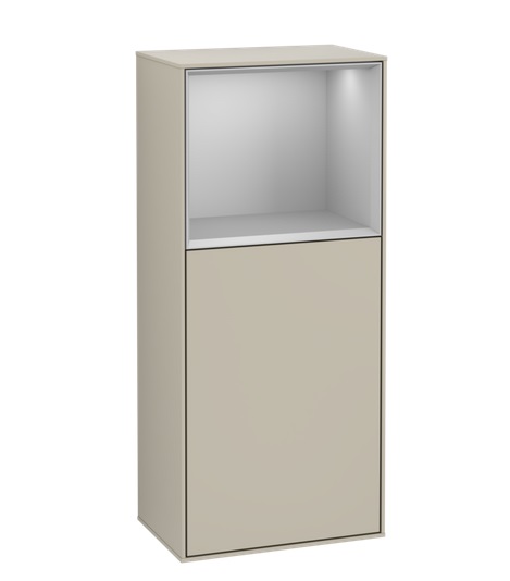 Шкафчик для ванной Villeroy & Boch Finion 41,8х93,6х27 см петли слева с подсветкой МДФ песок матовый лак/светло-серый матовый лак F500GJHH