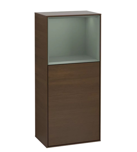 Шкафчик для ванной Villeroy & Boch Finion 41,8х93,6х27 см петли слева с подсветкой ДСП шпон грецкого ореха/оливковый матовый лак F500GMGN
