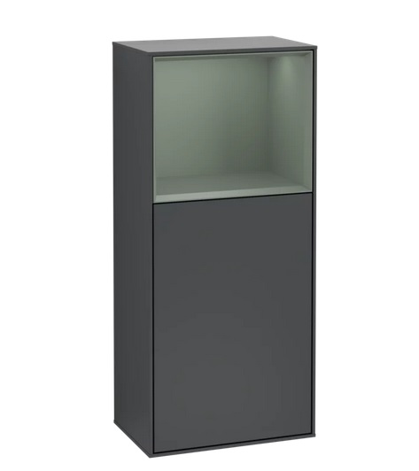 Шафка для ванної Villeroy & Boch Finion 41,8х93,6х27 см петлі зліва з підсвічуванням МДФ темно-синій матовий лак/оливковий матовий лак F500GMHG