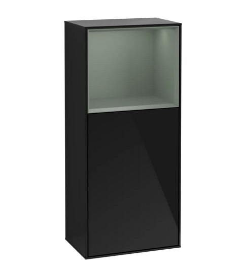 Шафка для ванної Villeroy & Boch Finion 41,8х93,6х27 см петлі зліва з підсвічуванням МДФ глянсовий чорний лак/оливковий матовий лак F500GMPH