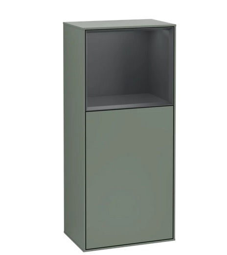 Шафка для ванної Villeroy & Boch Finion 41,8 х93, 6х27 см петлі зліва з підсвічуванням МДФ оливковий матовий лак/темно-синій матовий лак F500HGGM