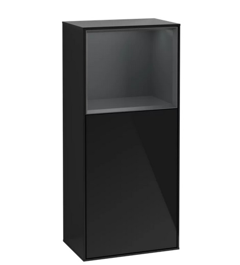 Шафка для ванної Villeroy & Boch Finion 41,8х93,6х27 см петлі зліва з підсвічуванням МДФ глянсовий чорний лак/темно-синій матовий лак F500HGPH