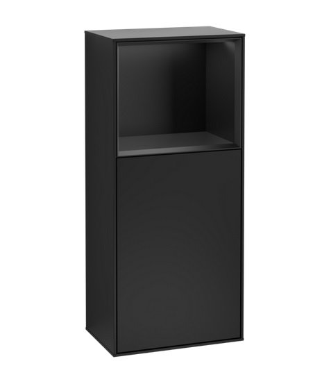 Шкафчик для ванной Villeroy & Boch Finion 41,8х93,6х27 см петли слева с подсветкой МДФ черный матовый лак F500PDPD