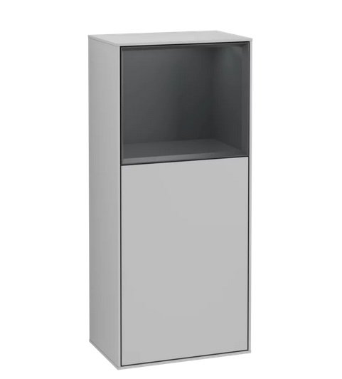 Шкафчик для ванной Villeroy & Boch Finion 41,8х93,6х27 см петли слева с подсветкой МДФ светло-серый матовый лак/темно-синий матовый лак F500HGGJ