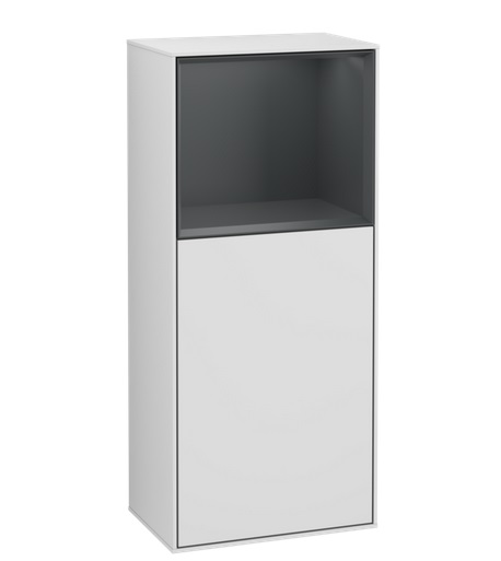 Шафка для ванної Villeroy & Boch Finion 41,8х93,6х27 см петлі зліва з підсвічуванням МДФ білий матовий лак/темно-синій матовий лак F500HGMT