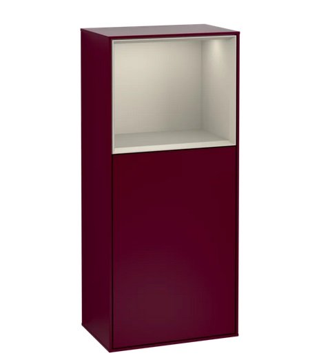 Шафка для ванної Villeroy & Boch Finion 41,8х93,6х27 см петлі зліва з підсвічуванням МДФ півонія матовий лак/пісок матовий лак F500HHHB