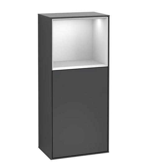 Шкафчик для ванной Villeroy & Boch Finion 41,8х93,6х27 см петли слева с подсветкой МДФ темно-синий матовый лак/белый матовый лак F500MTHG