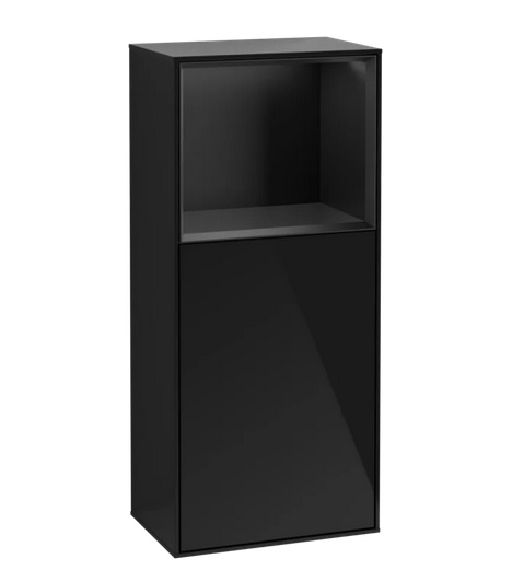 Шкафчик для ванной Villeroy & Boch Finion 41,8х93,6х27 см петли слева с подсветкой МДФ глянцевый черный лак/черный матовый лак F500PDPH