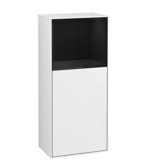 Шафка для ванної Villeroy & Boch Finion 41,8х93,6х27 см петлі зліва з підсвічуванням МДФ білий глянцевий лак/глянцевий чорний лак F500PHGF