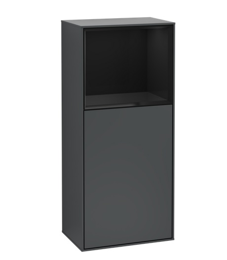 Шафка для ванної Villeroy & Boch Finion 41,8х93,6х27 см петлі зліва з підсвічуванням ДСП темно-синій матовий лак/глянцевий чорний лак F500PHHG