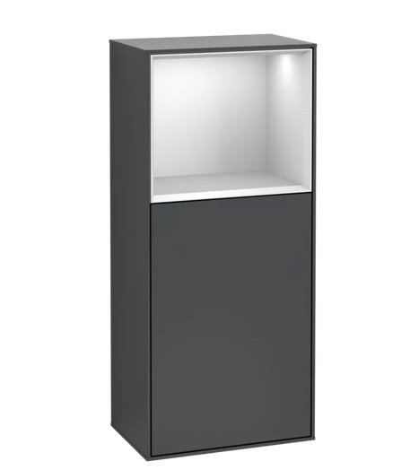 Шкафчик для ванной Villeroy & Boch Finion 41,8х93,6х27 см петли слева с подсветкой МДФ темно-синий матовый лак/белый матовый лак F500MTHG