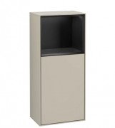 Шафка для ванної Villeroy & Boch Finion 41,8х93,6х27 см петлі зліва з підсвічуванням МДФ пісок матовий лак/чорний матовий лак F500PDHH