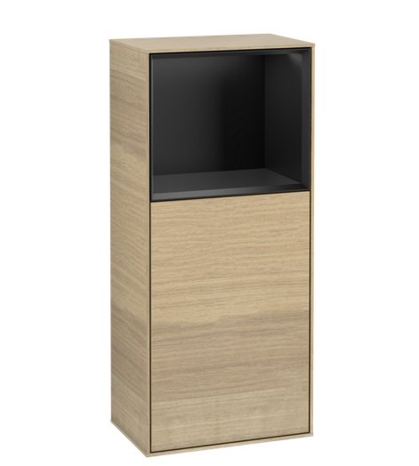 Шафка для ванної Villeroy & Boch Finion 41,8х93,6х27 см петлі зліва з підсвічуванням ДСП шпон дуба/чорний матовий лак F500PDPC