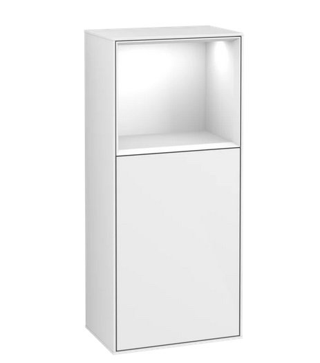 Шкафчик для ванной Villeroy & Boch Finion 41,8х93,6х27 см петли слева с подсветкой МДФ глянцевый белый лак G500GFGF