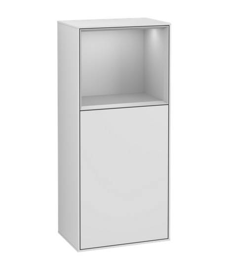 Шкафчик для ванной Villeroy & Boch Finion 41,8х93,6х27 см петли слева с подсветкой МДФ белый матовый лак/светло-серый матовый лак G500GJMT