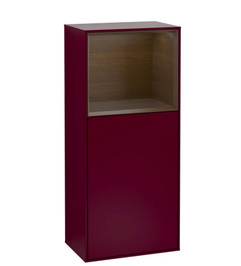 Шафка для ванної Villeroy & Boch Finion 41,8х93,6х27 см петлі зліва з підсвічуванням МДФ півонія матовий лак/шпон волоського горіха G500GNHB