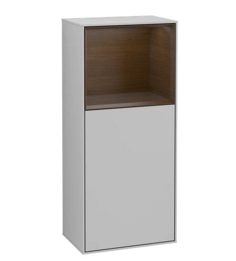 Шкафчик для ванной Villeroy & Boch Finion 41,8х93,6х27 см петли слева с подсветкой МДФ светло-серый матовый лак/шпон грецкого ореха G500GNGJ