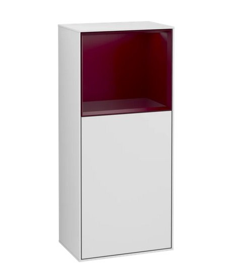 Шкафчик для ванной Villeroy & Boch Finion 41,8х93,6х27 см петли слева с подсветкой МДФ белый матовый лак/пион матовый лак G500HBMT