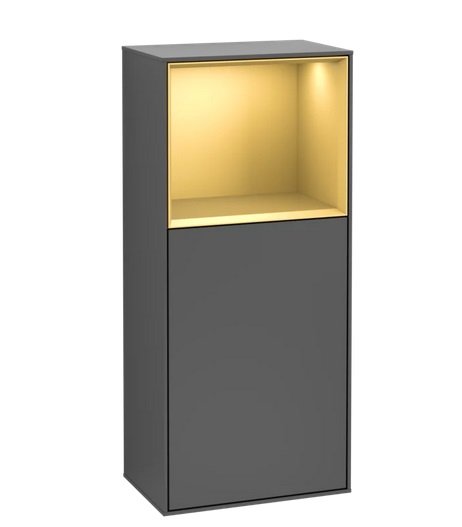 Шкафчик для ванной Villeroy & Boch Finion 41,8х93,6х27 см петли слева с подсветкой МДФ антрацит матовый лак/золотой матовый лак G500HFGK