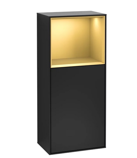 Шафка для ванної Villeroy & Boch Finion 41,8х93,6х27 см петлі зліва з підсвічуванням МДФ чорний матовий лак/золотий матовий лак G500HFPD