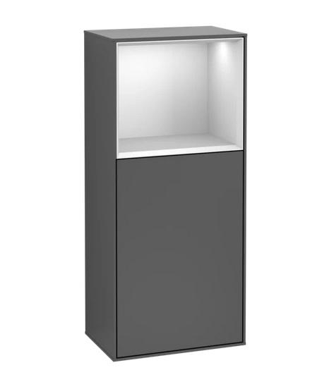 Шафка для ванної Villeroy & Boch Finion 41,8х93,6х27 см петлі зліва з підсвічуванням МДФ антрацит матовий лак/білий матовий лак G500MTGK