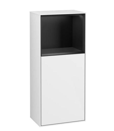 Шафка для ванної Villeroy & Boch Finion 41,8х93,6х27 см петлі зліва з підсвічуванням МДФ глянсовий білий лак/чорний матовий лак G500PDGF