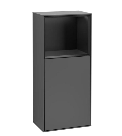 Шафка для ванної Villeroy & Boch Finion 41,8х93,6х27 см петлі зліва з підсвічуванням МДФ антрацит матовий лак/чорний матовий лак G500PDGK