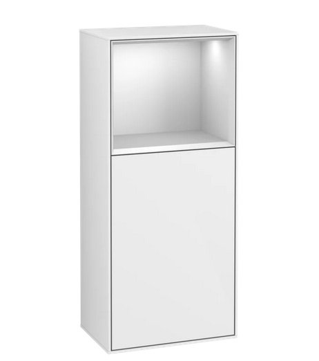 Шкафчик для ванной Villeroy & Boch Finion 41,8х93,6х27 см петли слева с подсветкой МДФ глянцевый белый лак/белый матовый лак G500MTGF