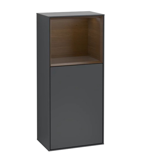 Шкафчик для ванной Villeroy & Boch Finion 41,8х93,6х27 см петли слева с подсветкой МДФ темно-синий матовый лак/шпон грецкого ореха G500GNHG