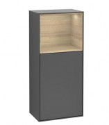 Шкафчик для ванной Villeroy & Boch Finion 41,8х93,6х27 см петли слева с подсветкой МДФ антрацит матовый лак/шпон дуба G500PCGK