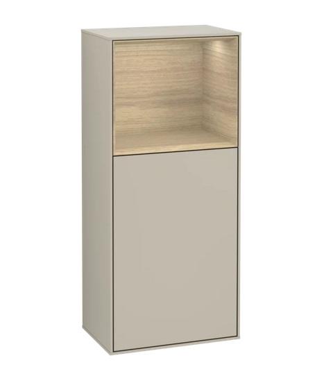 Шафка для ванної Villeroy & Boch Finion 41,8х93,6х27 см петлі зліва з підсвічуванням МДФ пісок матовий лак/шпон дуба G500PCHH