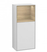 Шкафчик для ванной Villeroy & Boch Finion 41,8х93,6х27 см петли слева с подсветкой МДФ белый матовый лак/шпон дуба G500PCMT