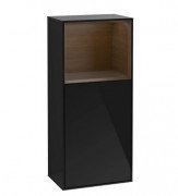 Шкафчик для ванной Villeroy & Boch Finion 41,8х93,6х27 см петли слева с подсветкой МДФ глянцевый черный лак/шпон грецкого ореха G500GNPH