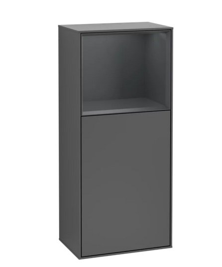 Шафка для ванної Villeroy & Boch Finion 41,8 х93, 6х27 см петлі зліва з підсвічуванням МДФ антрацит матовий лак/темно-синій матовий лак G500HGGK